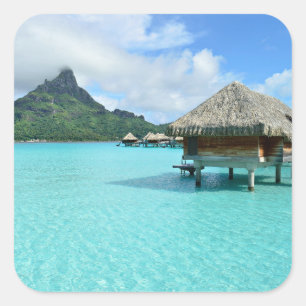 Complexe aquatique sur Bora Bora carré autocollant