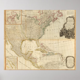 Composite North America handfarbene Karte Poster