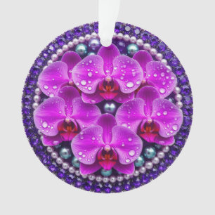 Composition florale d'orchidées violettes circulai