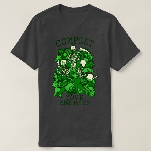 Compost Enemies Funny Gardens Goth Skelett T-Shirt (Design vorne)