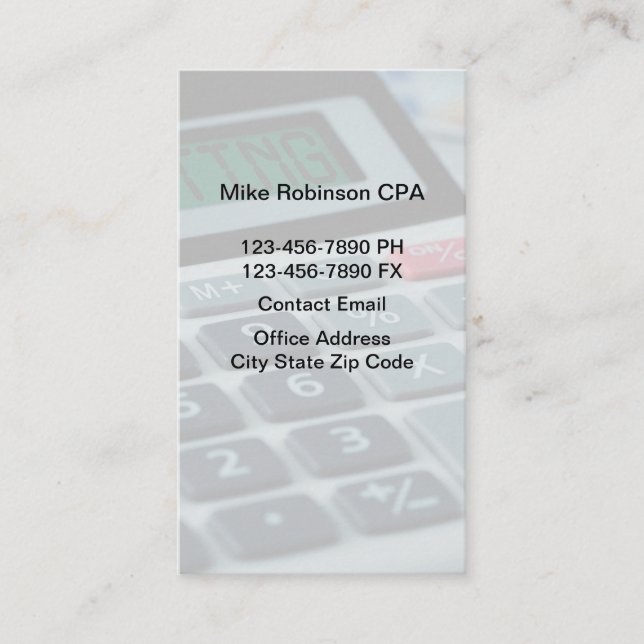 Comptable simple Cartes de visite CPA (Devant)