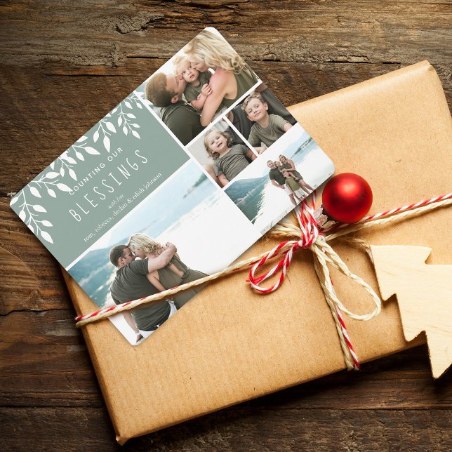 Compter nos bénédictions Carte de collage photo de (Counting Our Blessings Holiday Photo Collage Card)