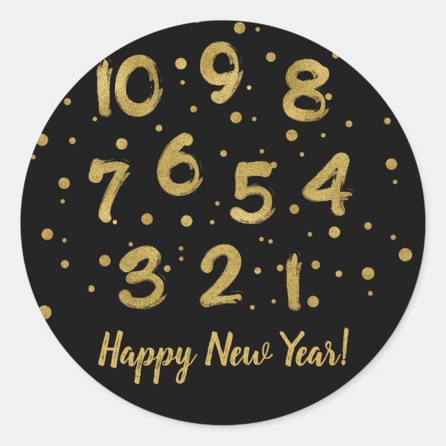 Compteur Faux Gold Foil Happy New Year Sticker (Devant)