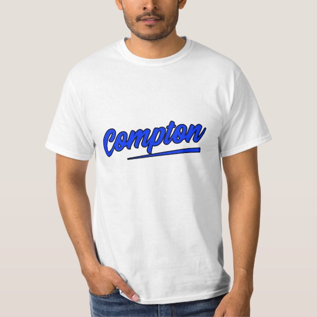 Compton California Blue Typografy T-Shirt (Vorderseite)