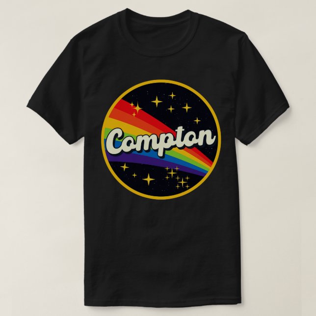 Compton Regenbogen im Vintagen Weltraumstil T-Shirt (Design vorne)