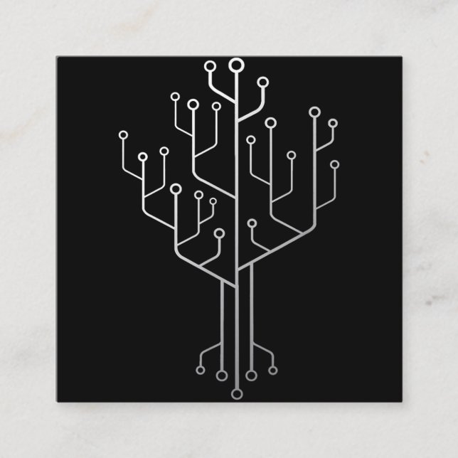 Computer-Chip-Tree-Programmierer-Tschernoteningeni Quadratische Visitenkarte (Vorderseite)