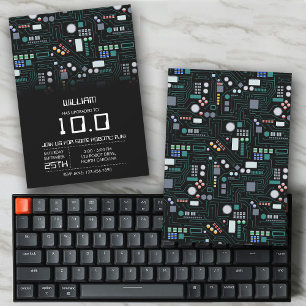 Computer Circuit Board Kids Robotic Birthday Party Einladung