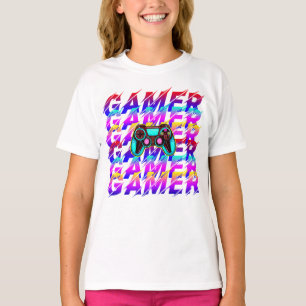 Computer-Controller-Gamer-Typografie wiederholter T-Shirt