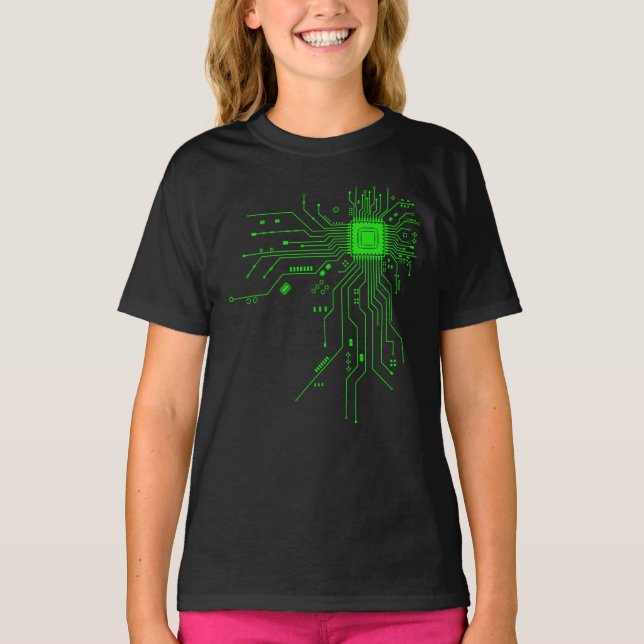 Computer-CPU-Chip PCB-Schaltungsdesign-Tech-Gesche T-Shirt (Vorderseite)