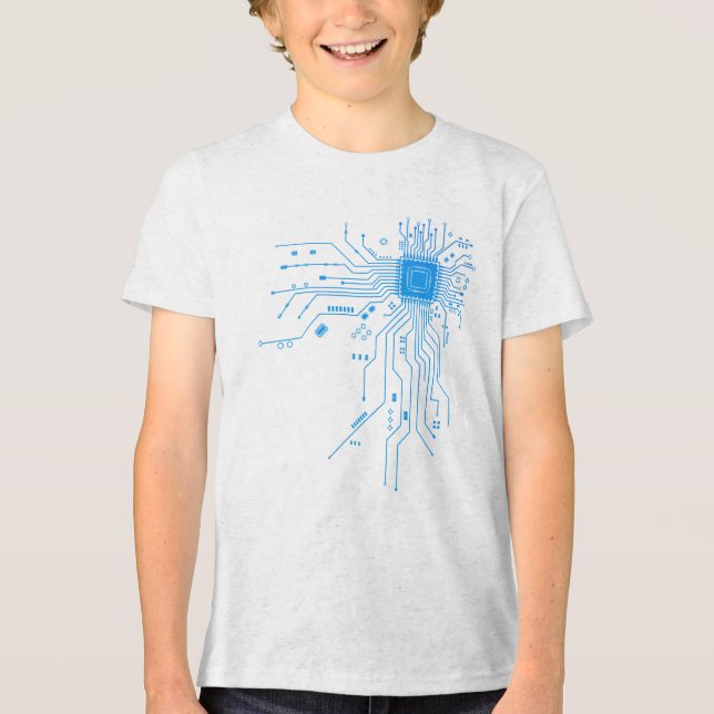 Computer-CPU-Chip-PCB-Schaltungsdesign-Tech-Gesche Tri-Blend Shirt (Vorderseite)
