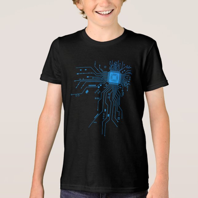 Computer-CPU-Chip-PCB-Schaltungsdesign-Tech-Gesche Tri-Blend Shirt (Vorderseite)