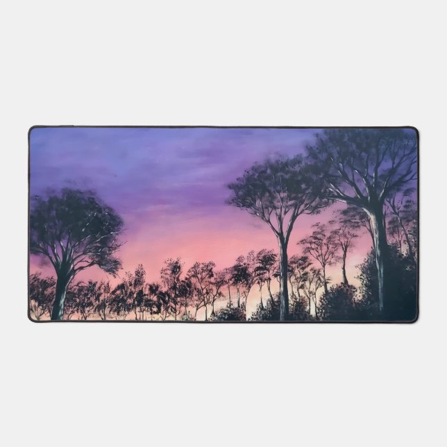 Computer desk keyboard matt with trees at sunset schreibtischunterlage (Vorderseite)