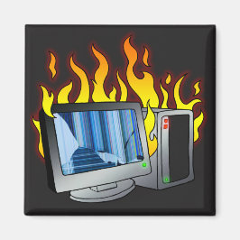 Computer Fire Square Magnet
