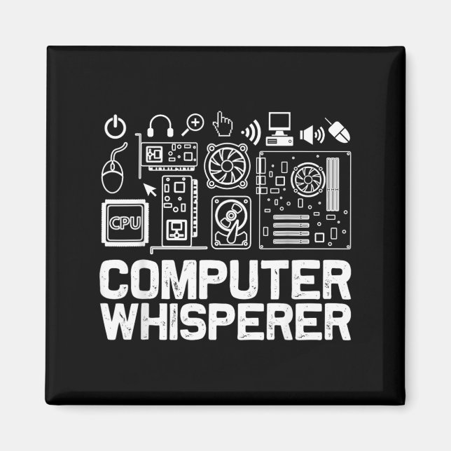 Computer-Flüsterer-Shirt Tech-Support-Nerds Geek Magnet (Vorne)