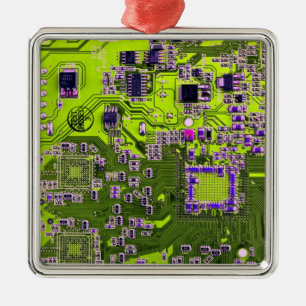Computer-Freak-Schaltplatine Neon-Gelb Ornament Aus Metall