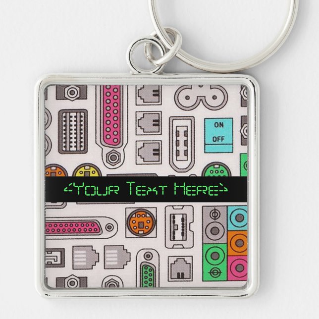 Computer Geek Input Pattern Key Chain Schlüsselanhänger (Vorne)