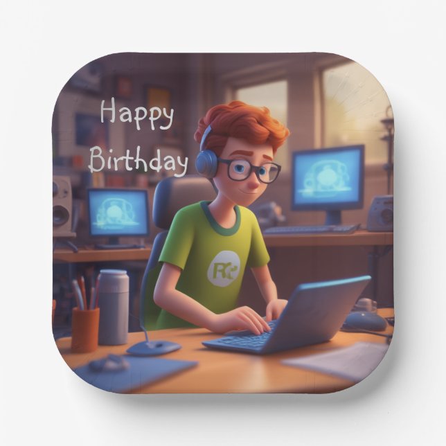 Computer Geek Pappteller (Vorderseite)