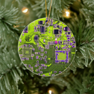 Computer-Geek-Schaltplatine Neon-Gelb Keramik Ornament