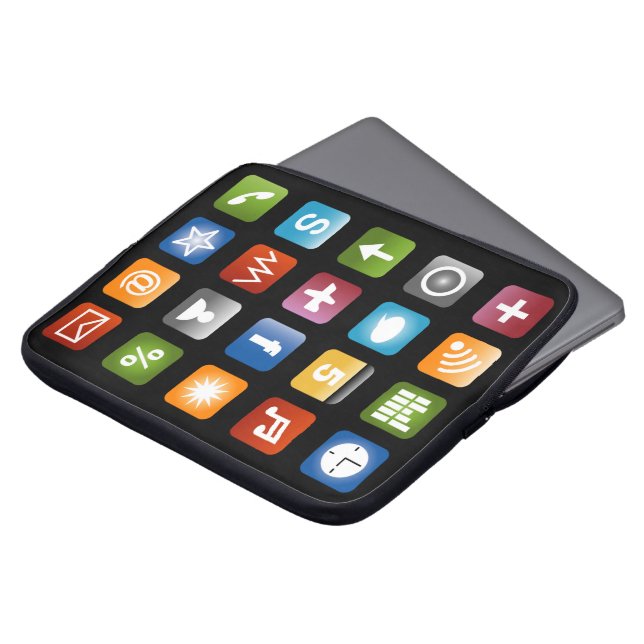 Computer-Laptop-Hülle mit farbigen App-Icons Laptopschutzhülle (Vorne Oben)