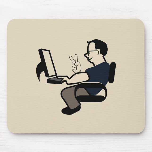 Computer-Nerd-Friedenszeichen Mousepad (Vorne)