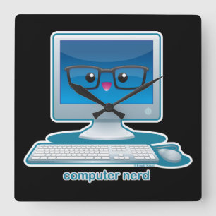 Computer-Nerd Quadratische Wanduhr