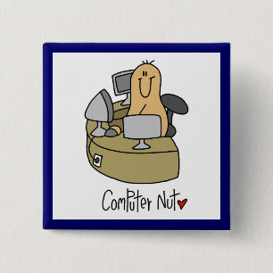 Computer-Nuss-T-Shirts und Geschenke Button