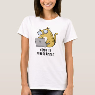 Computer Purr-Grammer Funny Cat Pun T-Shirt
