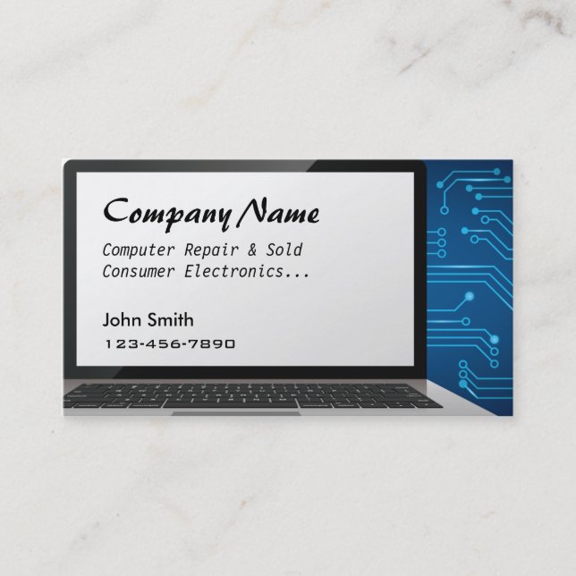 Computer-Reparatur verkaufte Visitenkarte (Vorderseite)
