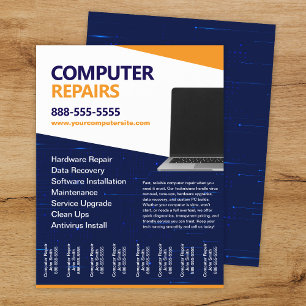 Computer-Reparaturen mit abreißbaren Flyer-Vorlage Flyer