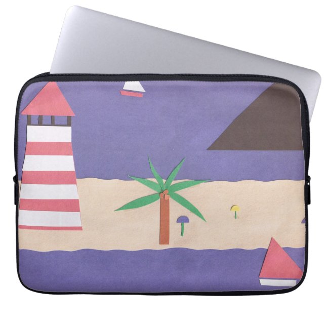 Computer-Schläfchen mit Strandlandschaft Laptopschutzhülle (Vorderseite)