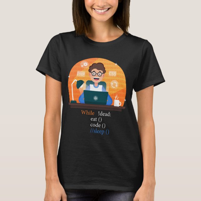 Computer Science Python Programmierer essen Code S T-Shirt (Vorderseite)