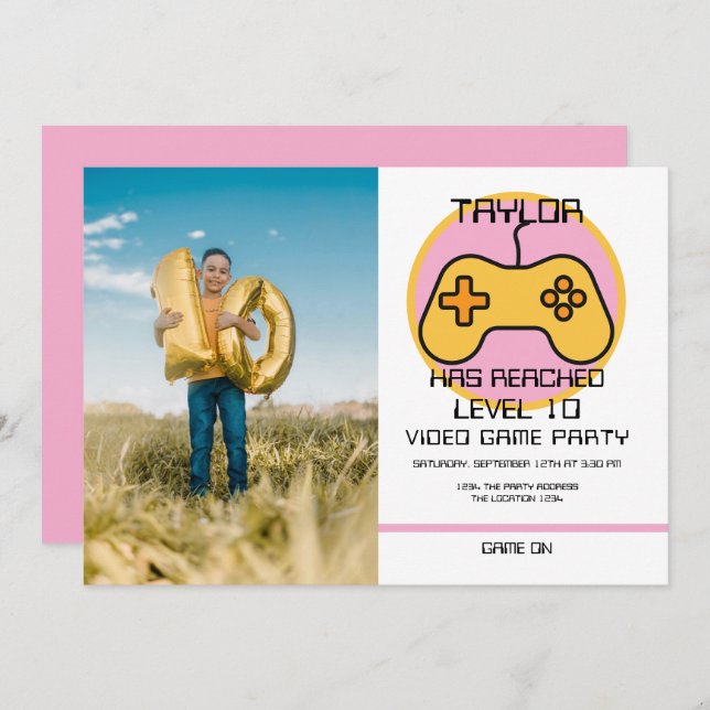 Computer Video Game Player - Geburtstag steigern Einladung (Vorne/Hinten)