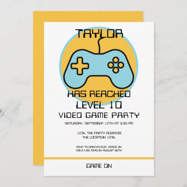 Computer Video Game Player - Geburtstag steigern Einladung (Vorne/Hinten)