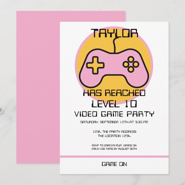 Computer Video Game Player - Geburtstag steigern Einladung (Vorne/Hinten)