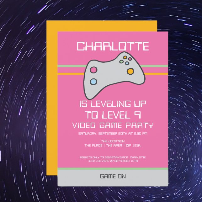 Computer Video Game Player - Geburtstag steigern Einladung (Gamer birthday party invitations from Ricaso 
Personalized levelling up invite. )