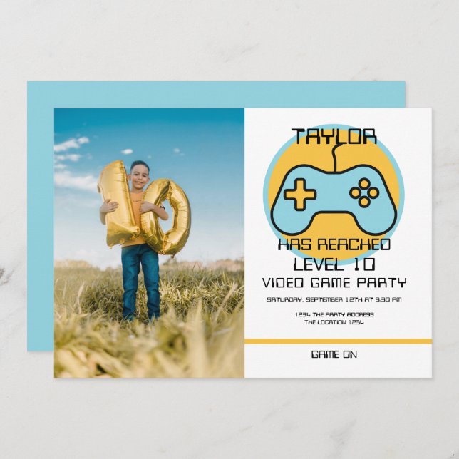 Computer Video Game Player - Geburtstag steigern Einladung (Vorne/Hinten)