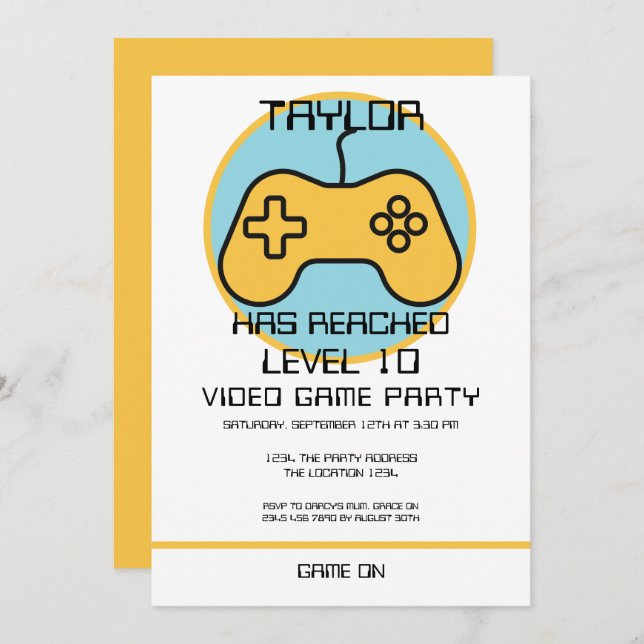 Computer Video Game Player - Geburtstag steigern Einladung (Vorne/Hinten)