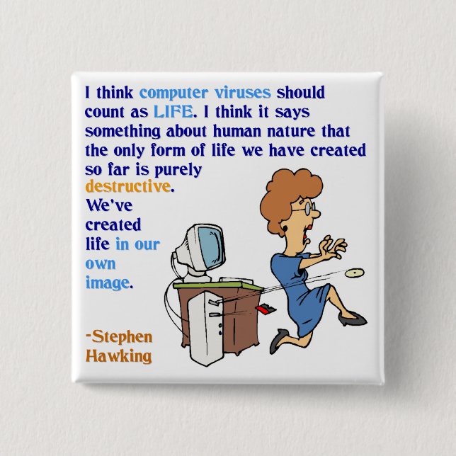 Computer-Viren sind lebendiges (1) Button (Vorderseite)