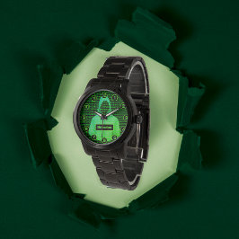 Computer Wizard / Hacker Theme Binary Look Custom Armbanduhr