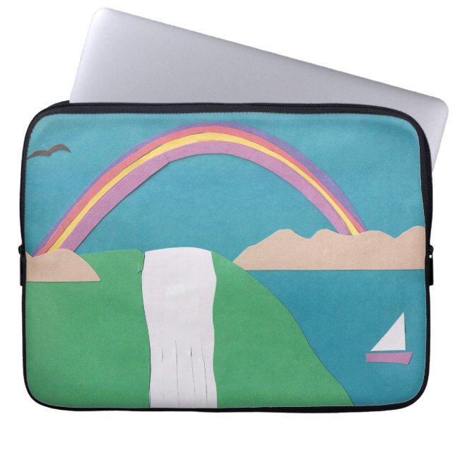 Computerabfall mit Wasserfall-Szene Laptopschutzhülle (Vorderseite)