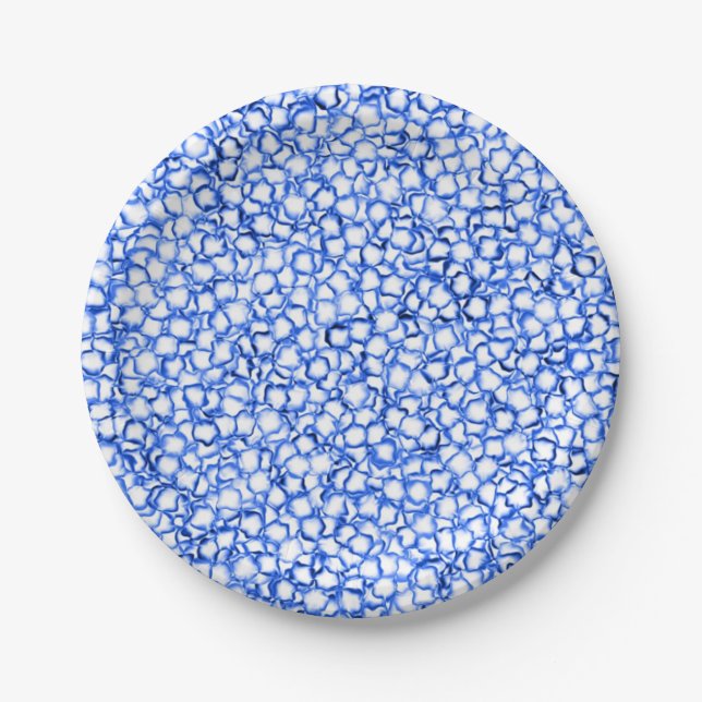 Computergenerierte blaue Blätter Pappteller (Vorderseite)