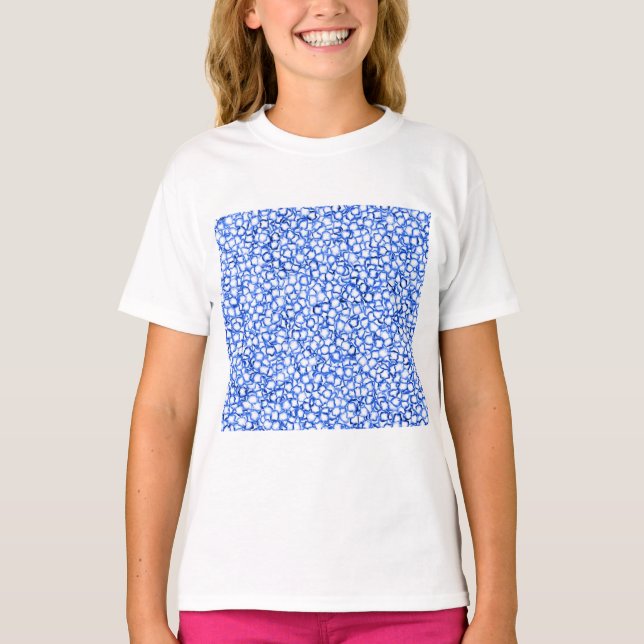 Computergenerierte blaue Blätter T-Shirt (Vorderseite)
