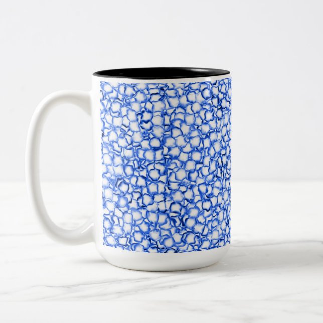 Computergenerierte blaue Blätter Zweifarbige Tasse (Links)