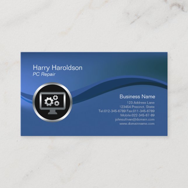 Computergetriebe Icon PC Reparaturkarte Visitenkarte (Vorderseite)