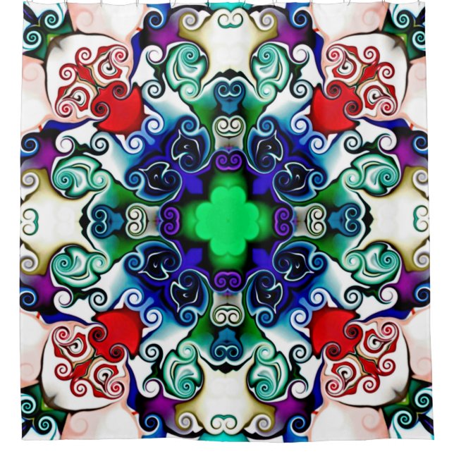 Computergrafik. Darstellung eines abstrakten Flo Duschvorhang (Vorderseite)