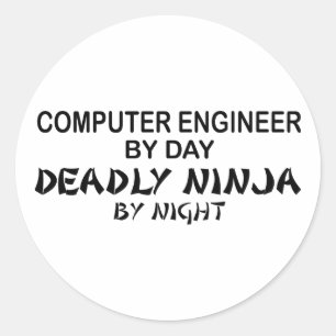Computeringenieur Deadly Ninja Runder Aufkleber