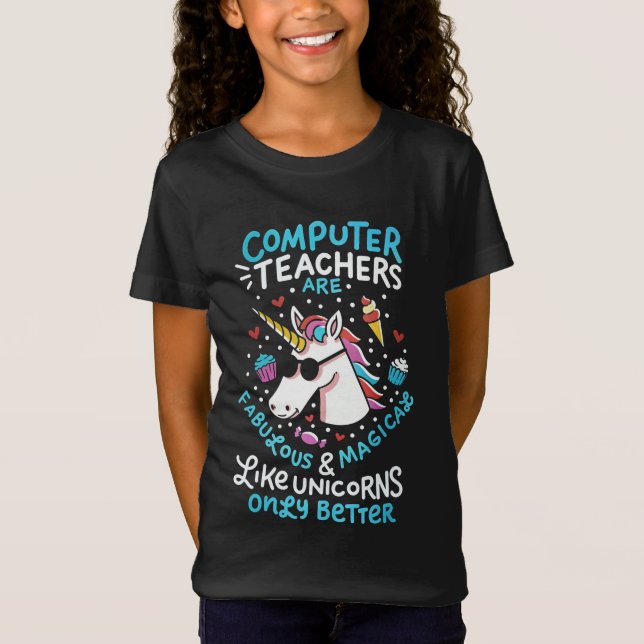 Computerlehrer Unicorn FunnyLehrer Wertschätzung T-Shirt (Vorderseite)