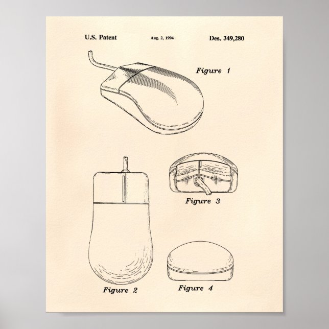 Computermaus 1994 Patent Kunst Altes Papier Poster (Vorne)