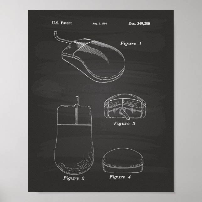 Computermaus 1994 Patent Kunst Tafel Poster (Vorne)