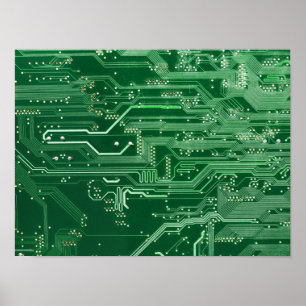 Computermuster der grünen elektronischen Schaltung Poster